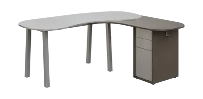 EFU 01 P stůl kancelářský, rohový, pravý, masivní dřevěná podnož, deska 18 mm, široký 1840 mm, metalická